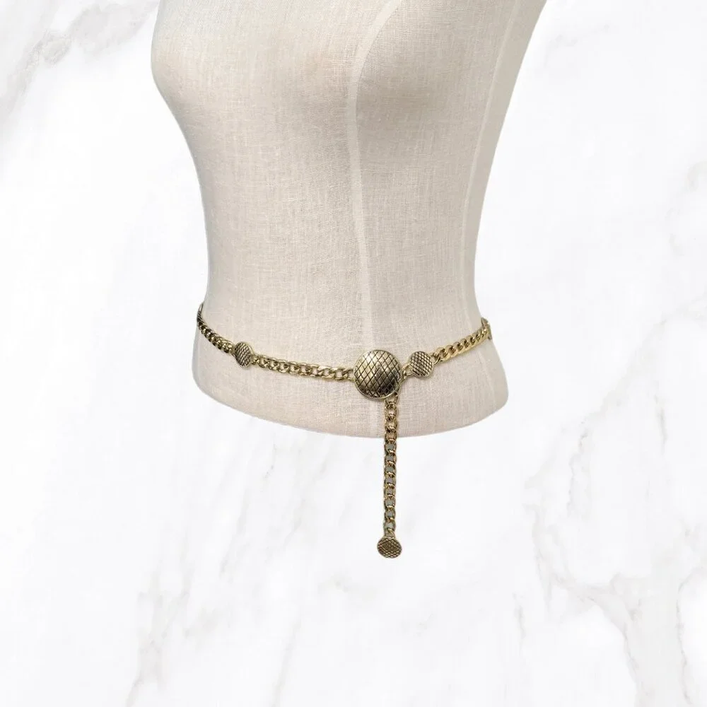 Vintage Unbranded Boho Gold‎ Coin Chain Belt, OS